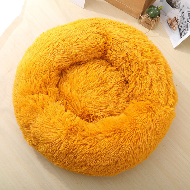 Pet Soft Plush Round Warm Sleeping Bed