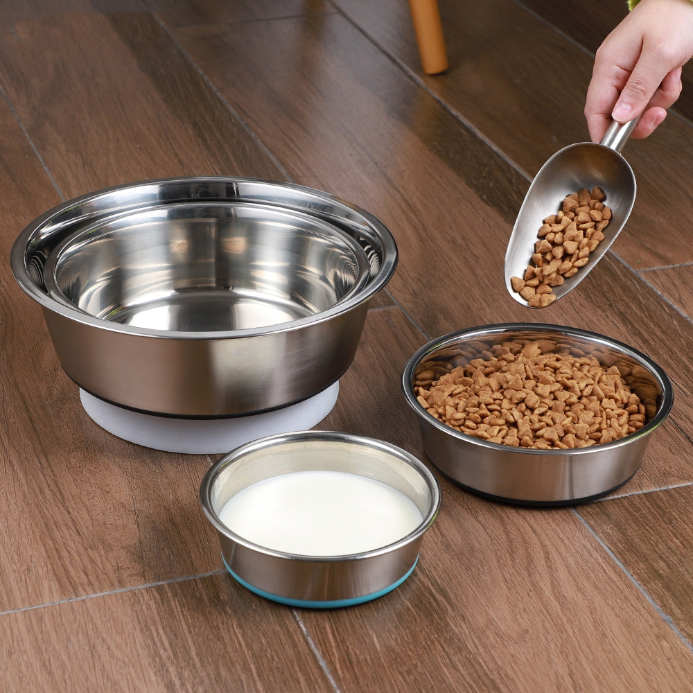 Silicone Base Stainless Steel Pet Feeding And Drinking Bowl