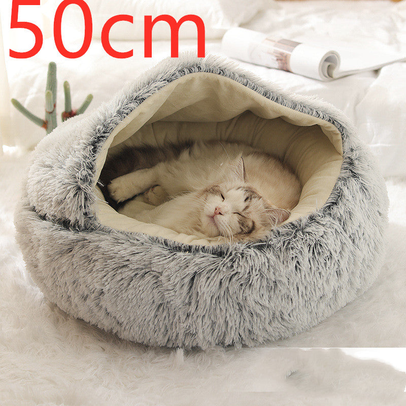 Pet Round Plush Winter Bed House Soft Warm Sleeping Bed