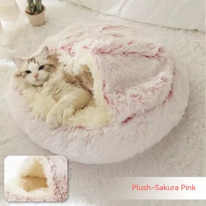 Pet Round Plush Winter Bed House Soft Warm Sleeping Bed