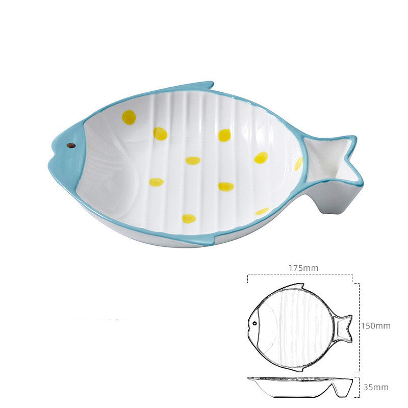 Fish Shaped Ceramic Pet Feeding Bowl
