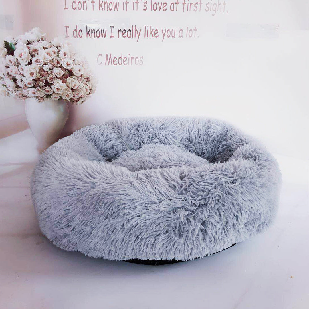 Pet Soft Plush Round Warm Sleeping Bed