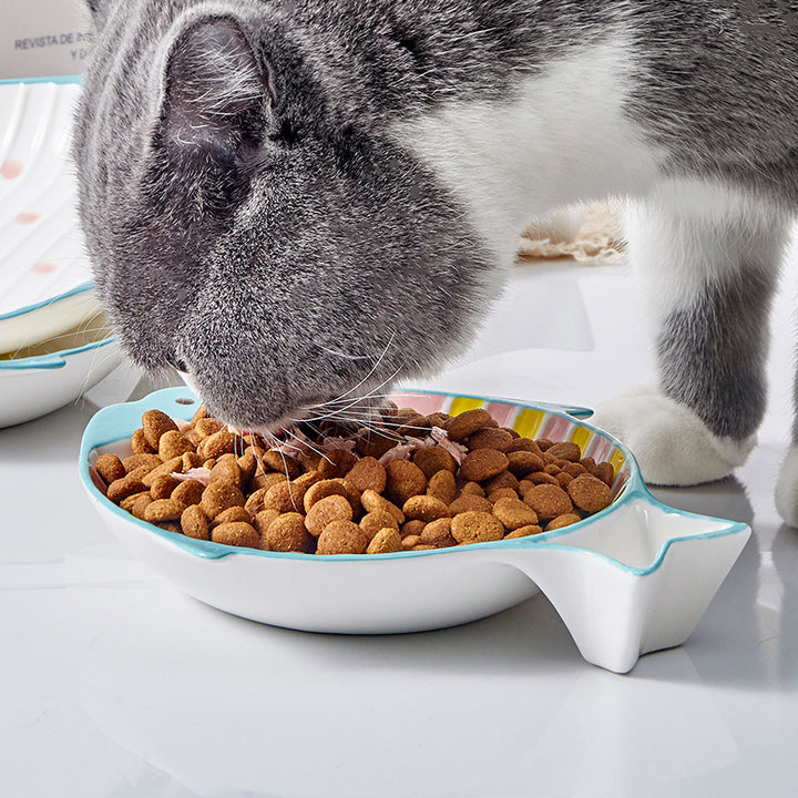 Fish Shaped Ceramic Pet Feeding Bowl