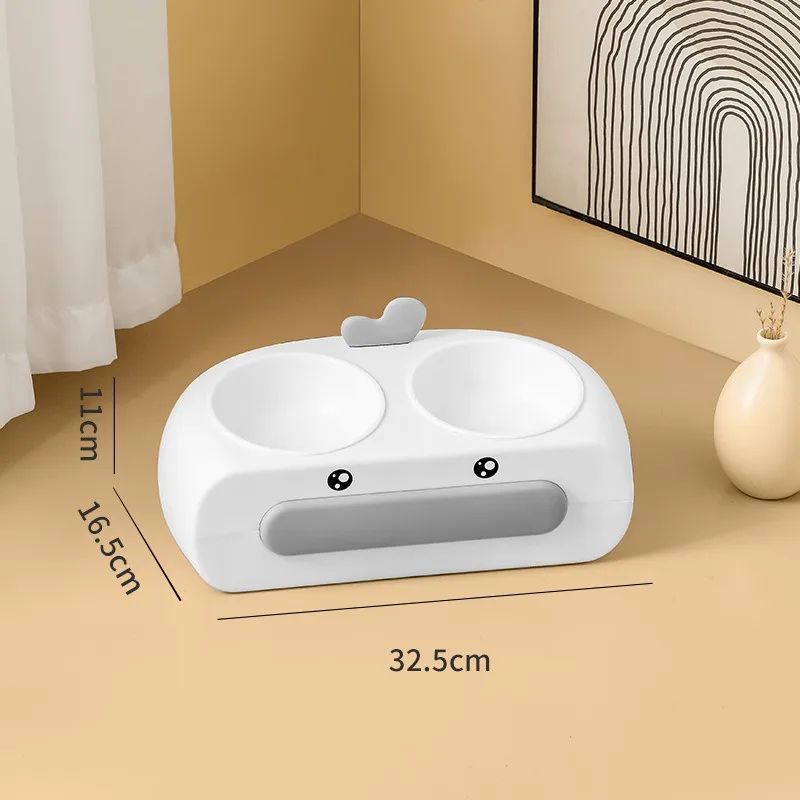 Duck Design Pet Double Bowl Feeding And Drinking Tray