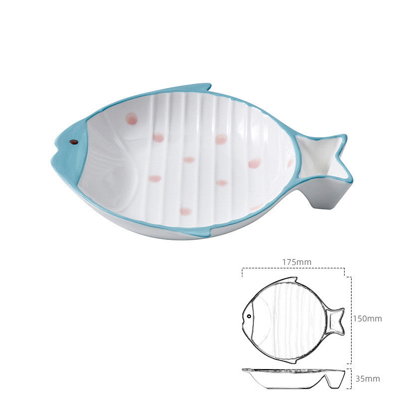 Fish Shaped Ceramic Pet Feeding Bowl