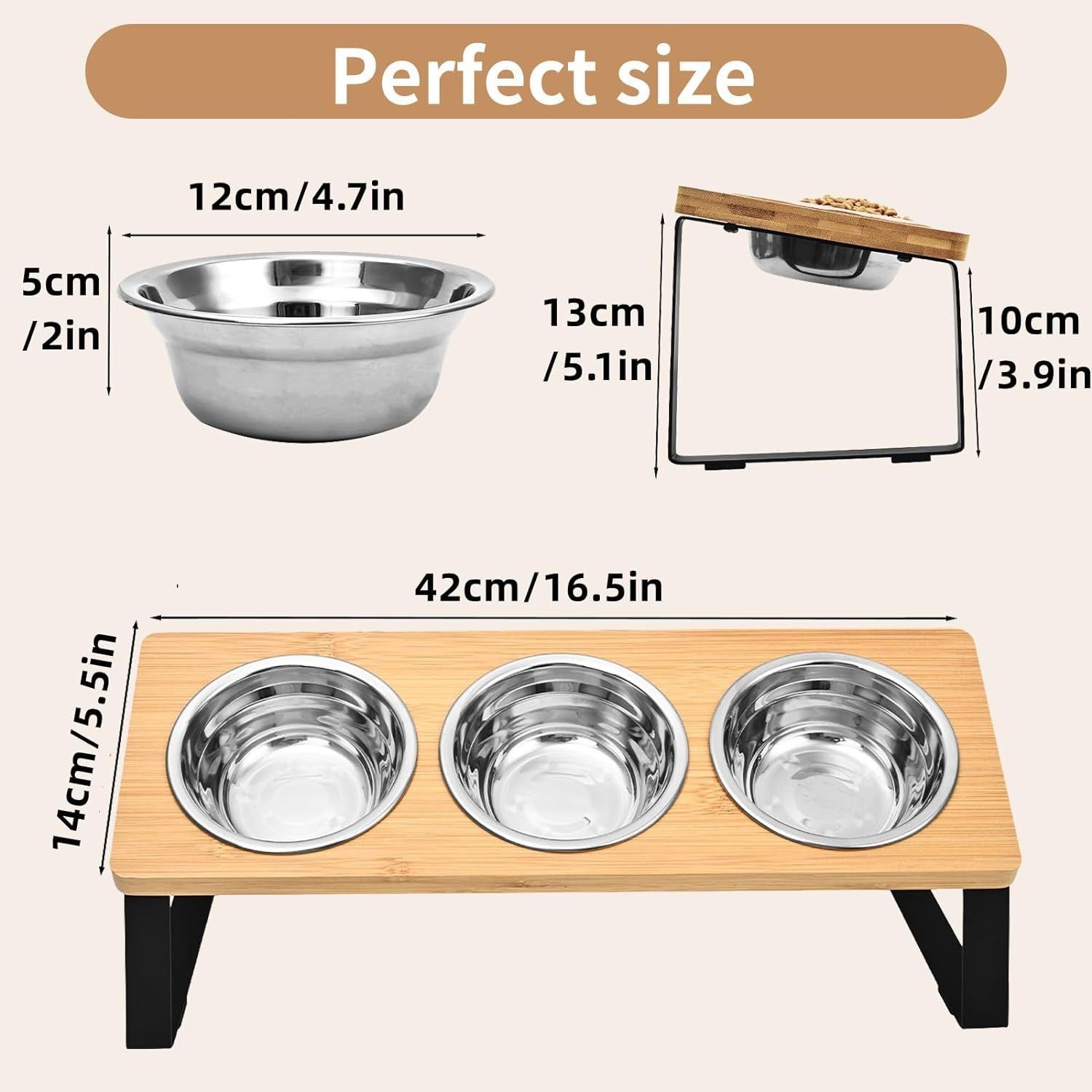 Iron Wood Pet Feeding Rack With Bowl Stand