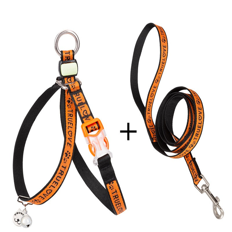 Bell Chest Strap Pet Harness Vest With Leash