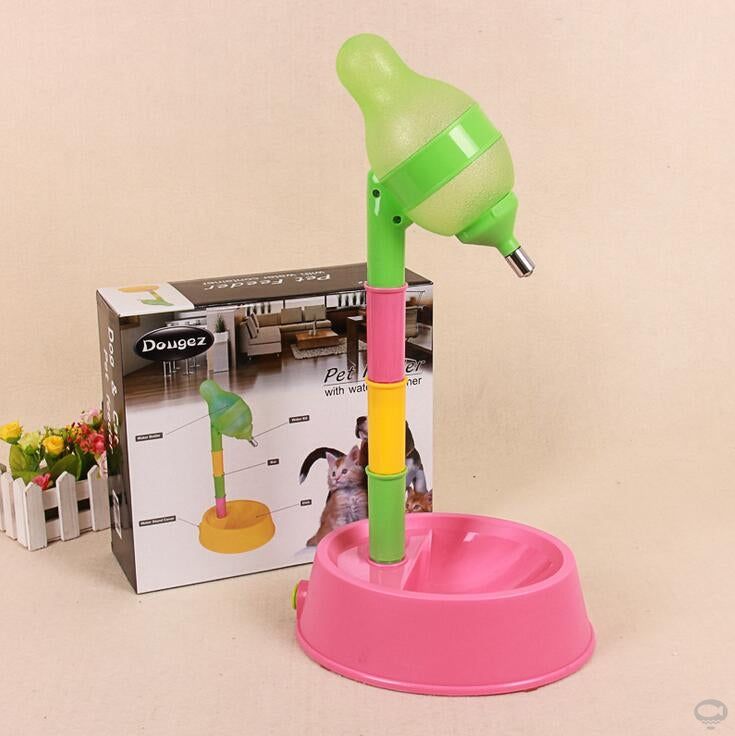 Automatic Pet Water Dispenser With Adjustable Height Feeder Bowl