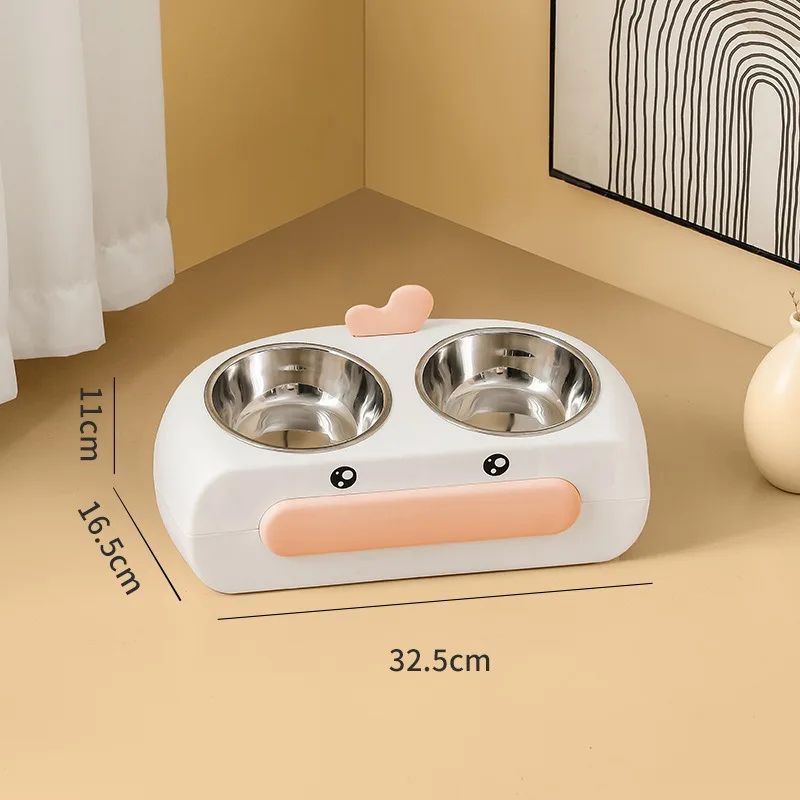 Duck Design Pet Double Bowl Feeding And Drinking Tray