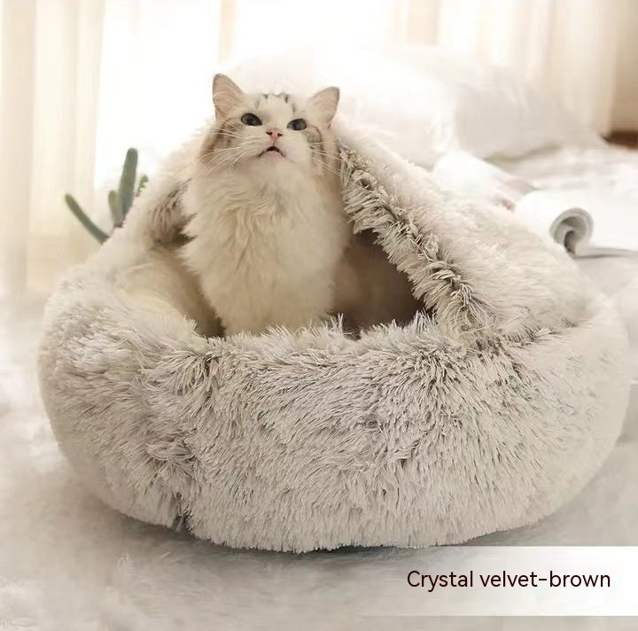 Pet Round Plush Winter Bed House Soft Warm Sleeping Bed