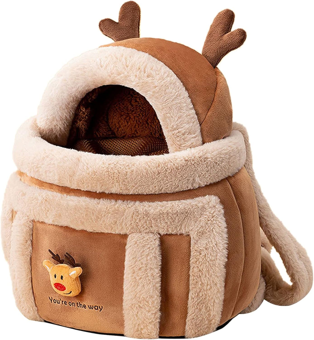 Plush Pet Backpack Carrier With Hand Warmers For Travel