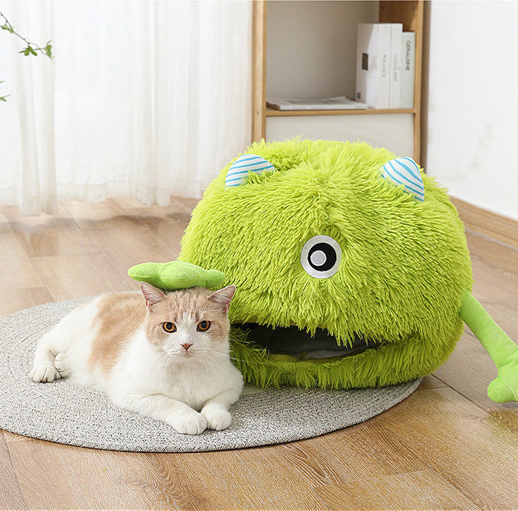 Pet Fluffy Round Calming Plush Self-Warming Bed