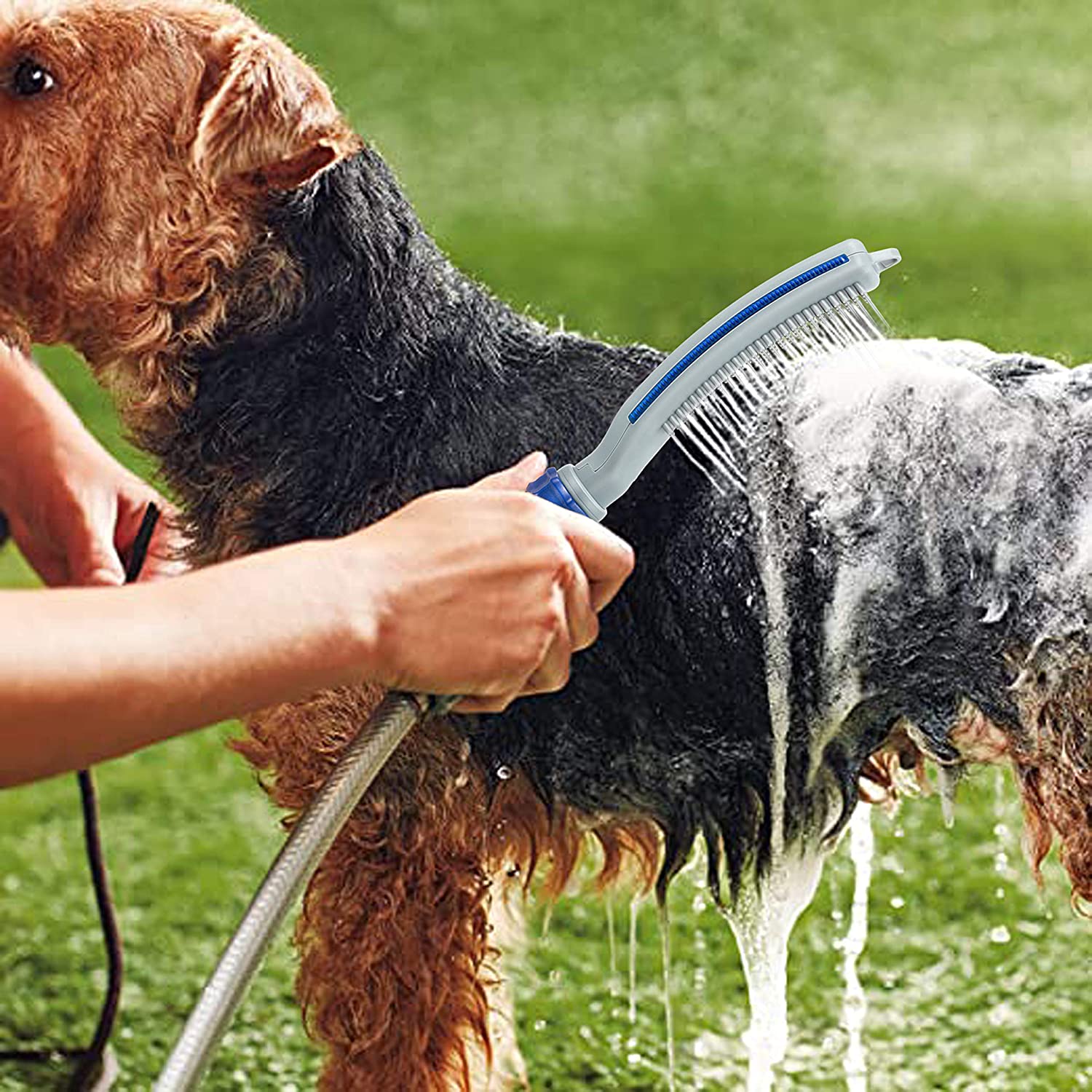 Pet Bath Brush With Integrated Water Hose