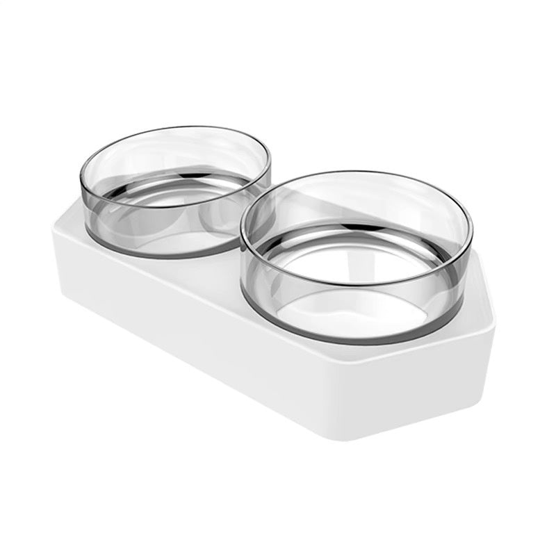 Ceramic Double Bowl Pet Feeding And Drinking Bowl With Neck Support