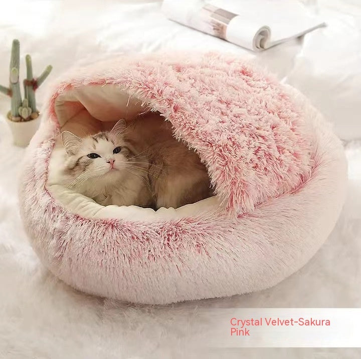 Pet Round Plush Winter Bed House Soft Warm Sleeping Bed