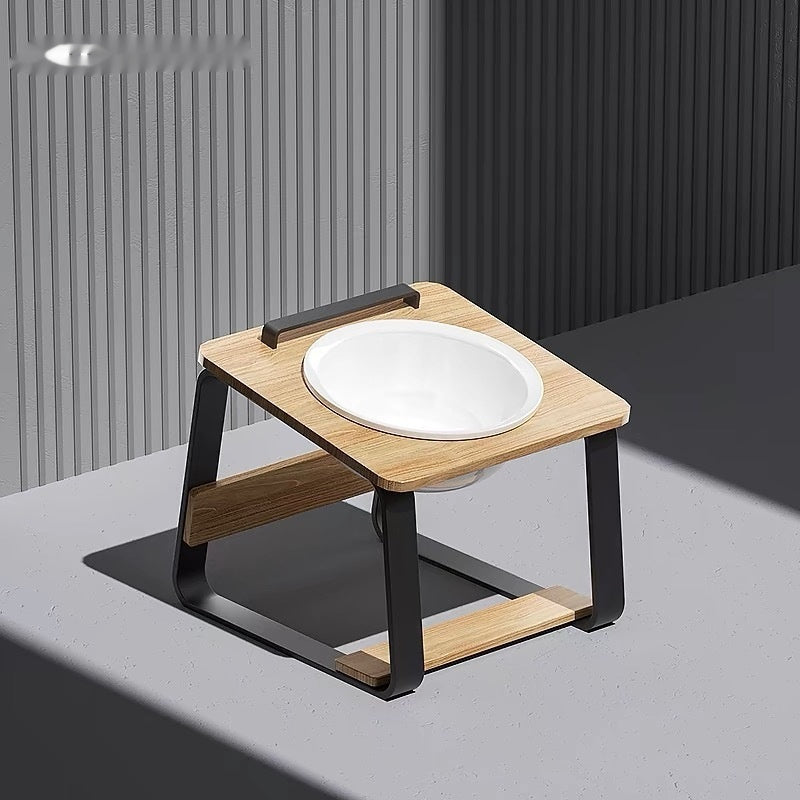 Ceramic Double Bowl Pet Feeding And Drinking Bowl With Neck Support