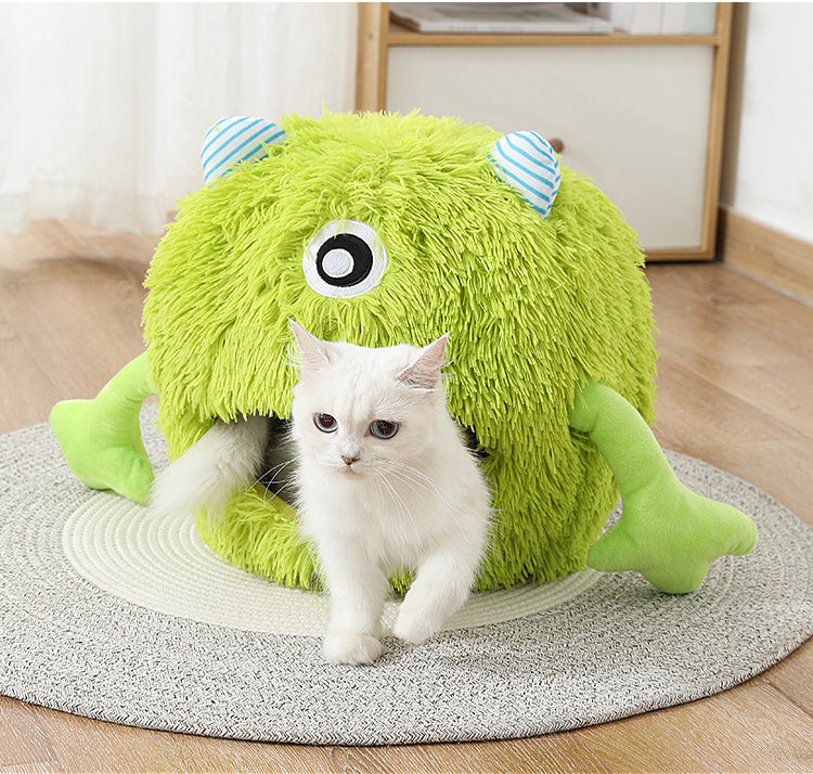 Pet Fluffy Round Calming Plush Self-Warming Bed