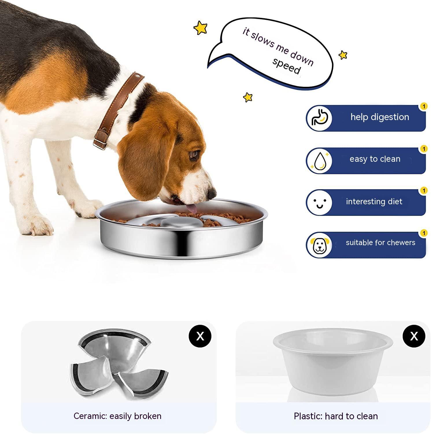 Stainless Steel Pet Slow Feeding Bowl With Neck Support